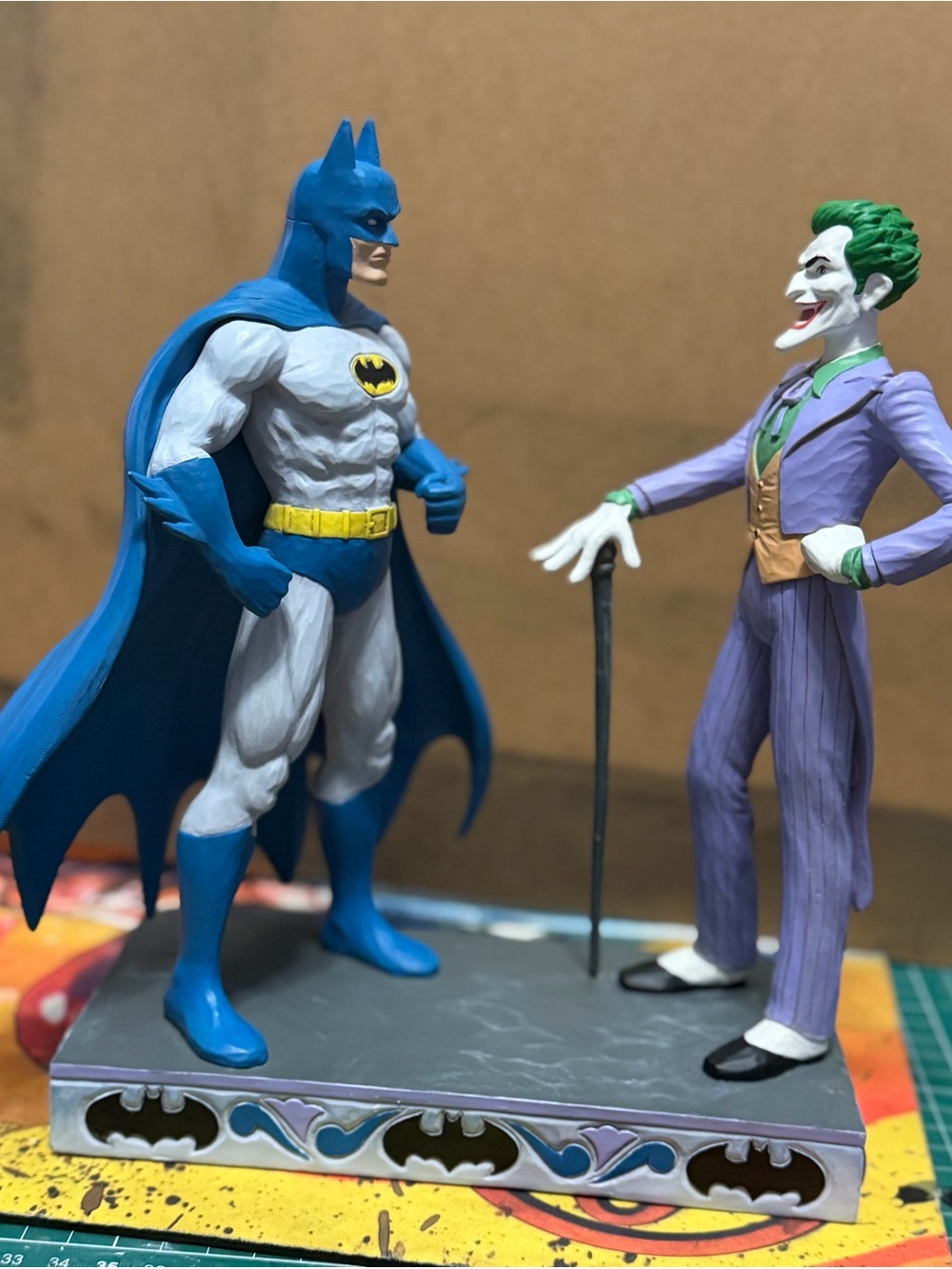 Batman Brand Blue, Gray, Yellow & Purple Ceramic Figurine Set
